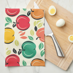 Mid-Century Modern Apple Retro Orchard Kitchen Towel