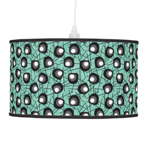 Mid-Century Modern Aqua, Black and White Ceiling Lamp