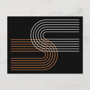 Mid Century Modern Arch Art peach black white Postcard