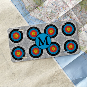 Mid Century Modern Archery Targets Pattern License Plate