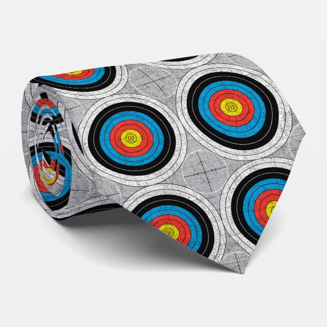 Mid Century Modern Archery Targets Pattern Neck Tie (Rolled)