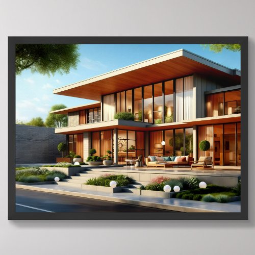 Mid_Century Modern Architectural Exterior House Poster
