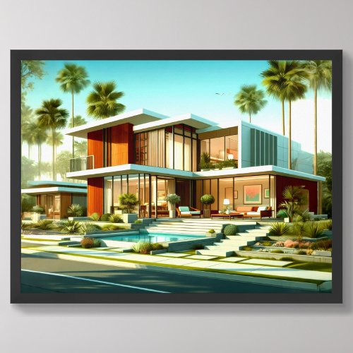 Mid Century Modern Architectural Exterior House Poster