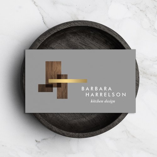 Mid_Century Modern Architectural Logo Gray Business Card