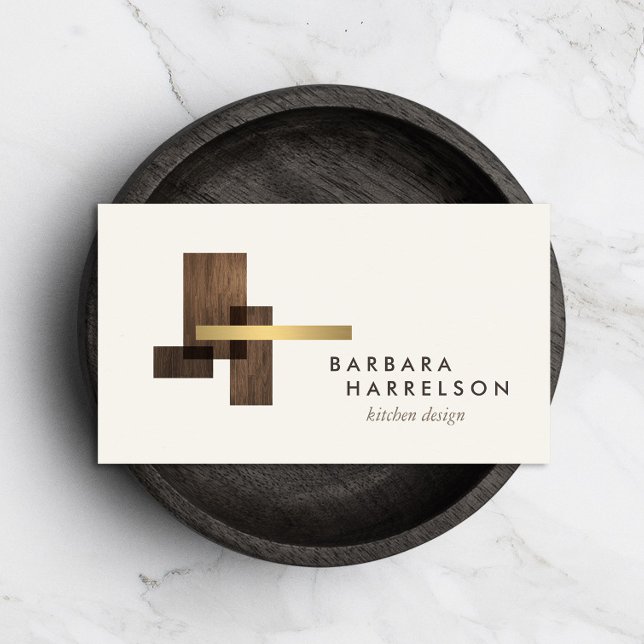 Mid-Century Modern Architectural Logo II on Ivory Business Card (Creator Uploaded)