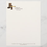 Mid-Century Modern Architectural Logo II on Ivory Letterhead<br><div class="desc">Overlapping architectural wooden and gold shapes create a modern identity for your business or personal brand on this personalized letterhead. Original art and design © 1201AM Design Studio | www.1201am.com</div>