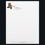 Mid-Century Modern Architectural Logo II on White Letterhead<br><div class="desc">Overlapping architectural wooden and gold shapes create a modern identity for your business or personal brand on this personalized letterhead. Original art and design © 1201AM Design Studio | www.1201am.com</div>