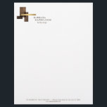 Mid-Century Modern Architectural Logo II on White Letterhead<br><div class="desc">Overlapping architectural wooden and gold shapes create a modern identity for your business or personal brand on this personalized letterhead. Original art and design © 1201AM Design Studio | www.1201am.com</div>