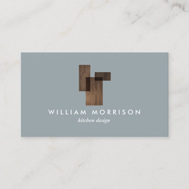 Mid-Century Modern Architectural Logo on Gray Business Card (Front)