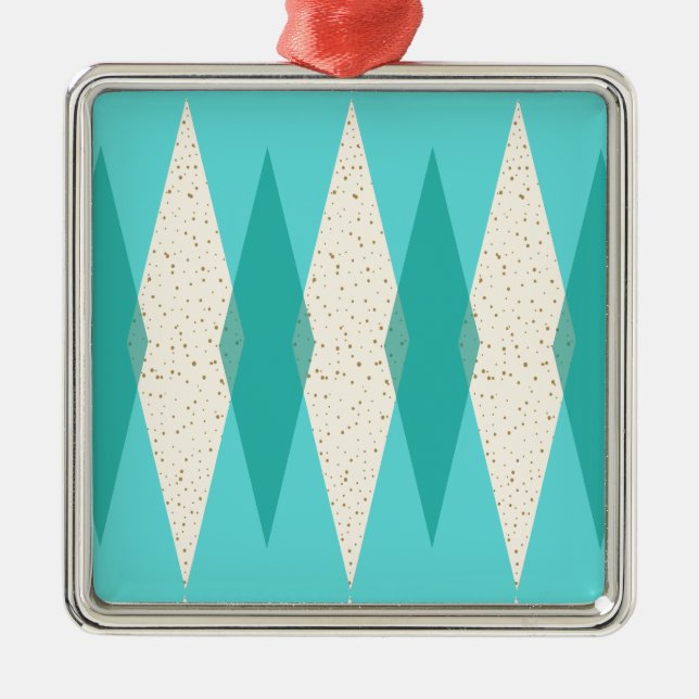 Mid Century Modern Argyle Christmas Ornament (Front)