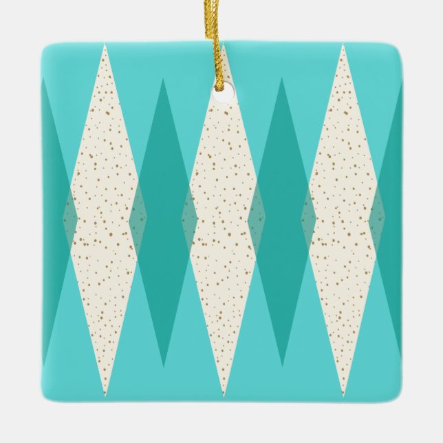 Mid Century Modern Argyle Christmas Ornament (Front)