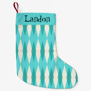 Mid Century Modern Argyle Christmas Stocking