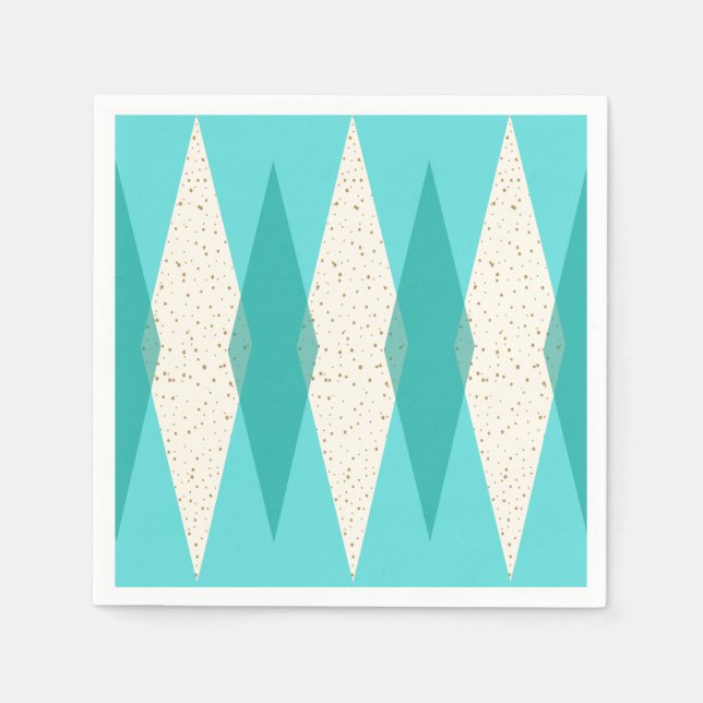 Mid Century Modern Argyle Cocktail Napkins (Front)