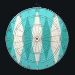 Mid Century Modern Argyle Dart Board<br><div class="desc">This Mid Century Modern Argyle Dart Board (large print) features a vibrant, turquoise background and a pattern of mod, translucent teal diamonds overlaying larger, vintage cream diamonds with gold colored, space age speckles. This minimalist inspired, deconstructed argyle is a simplistic throwback of the larger than life atomic era that dominated...</div>