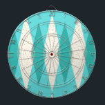 Mid Century Modern Argyle Dart Board<br><div class="desc">This Mid Century Modern Argyle Dart Board (large print) features a vibrant, turquoise background and a pattern of mod, translucent teal diamonds overlaying larger, vintage cream diamonds with gold colored, space age speckles. This minimalist inspired, deconstructed argyle is a simplistic throwback of the larger than life atomic era that dominated...</div>