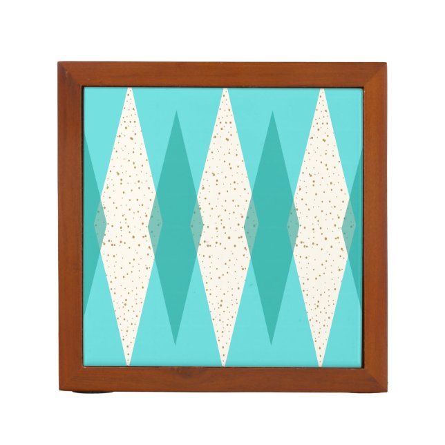 Mid Century Modern Argyle Desk Organizer (Front)