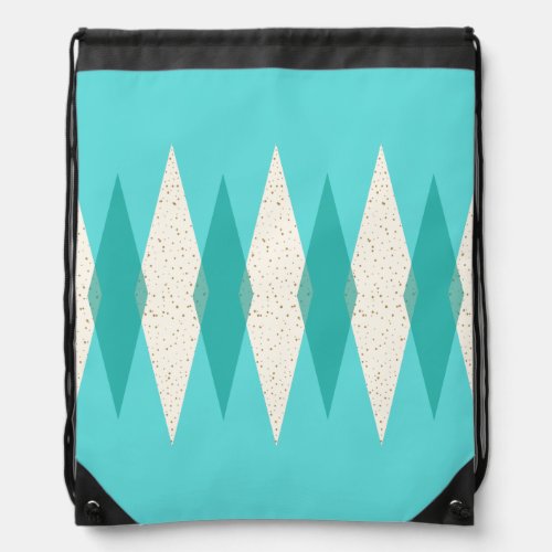 Mid Century Modern Argyle Drawstring Backpack