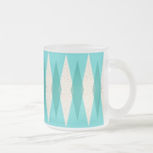 Mid Century Modern Argyle Frosted Glass Mug