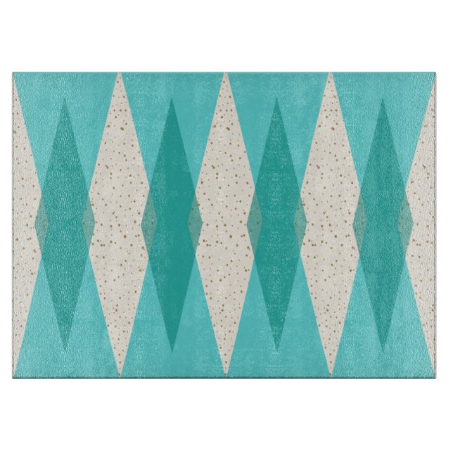 Mid Century Modern Argyle Glass Cutting Board (Front)