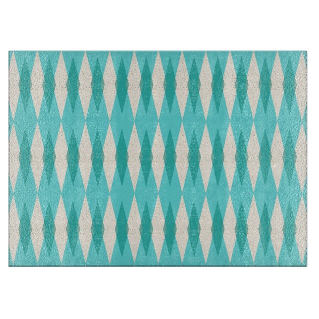 Mid Century Modern Argyle Glass Cutting Board (Front)