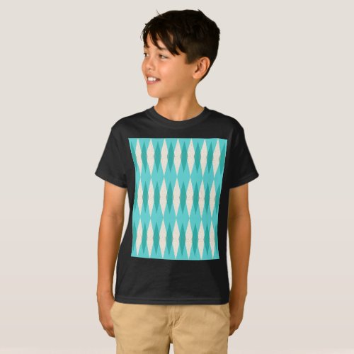 Mid Century Modern Argyle Kids T_Shirt