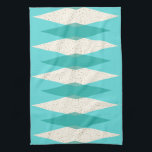 Mid Century Modern Argyle Kitchen Towel<br><div class="desc">This Mid Century Modern Argyle Kitchen Towel features a vibrant, turquoise background and a pattern of mod, translucent teal diamonds overlaying larger, vintage cream diamonds with gold colored, space age speckles. This minimalist inspired, deconstructed argyle is a simplistic throwback of the larger than life atomic era that dominated the decorating...</div>