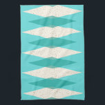 Mid Century Modern Argyle Kitchen Towel<br><div class="desc">This Mid Century Modern Argyle Kitchen Towel features a vibrant, turquoise background and a pattern of mod, translucent teal diamonds overlaying larger, vintage cream diamonds with gold colored, space age speckles. This minimalist inspired, deconstructed argyle is a simplistic throwback of the larger than life atomic era that dominated the decorating...</div>
