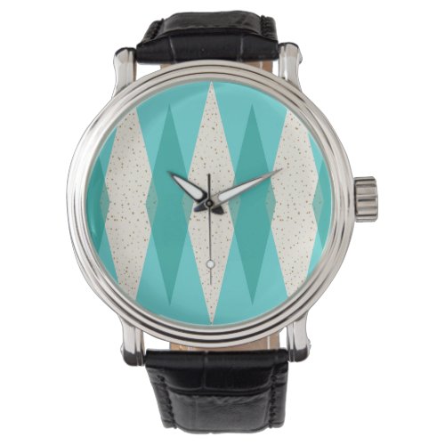 Mid Century Modern Argyle Leather Watch