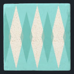 Mid Century Modern Argyle Marble Stone Coaster<br><div class="desc">This Mid Century Modern Argyle Marble Stone Coaster features a vibrant, turquoise background and a pattern of mod, translucent teal diamonds overlaying larger, vintage cream diamonds with gold colored, space age speckles. This minimalist inspired, deconstructed argyle is a simplistic throwback of the larger than life atomic era that dominated the...</div>