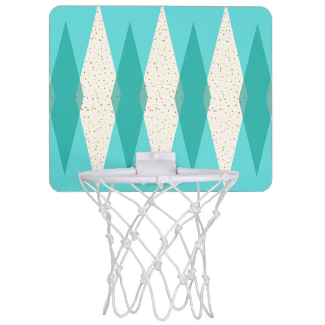 Mid Century Modern Argyle Mini Basketball Goal Hoop (Front)