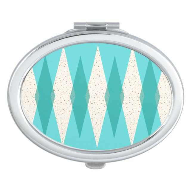 Mid Century Modern Argyle Oval Compact Mirror (Front)