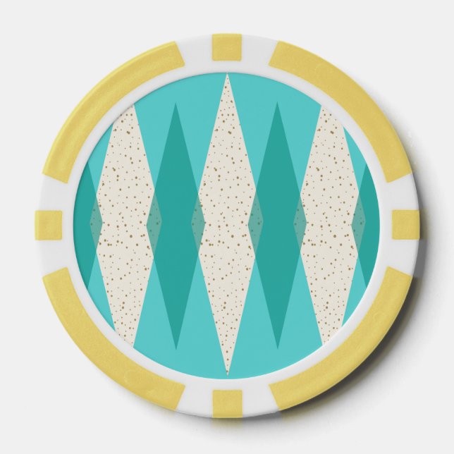 Mid Century Modern Argyle Poker Chips (Front)