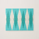 Mid Century Modern Argyle Puzzle<br><div class="desc">This Mid Century Modern Argyle Puzzle (large print) features a vibrant, turquoise background and a pattern of mod, translucent teal diamonds overlaying larger, vintage cream diamonds with gold colored, space age speckles. This minimalist inspired, deconstructed argyle is a simplistic throwback of the larger than life atomic era that dominated the...</div>