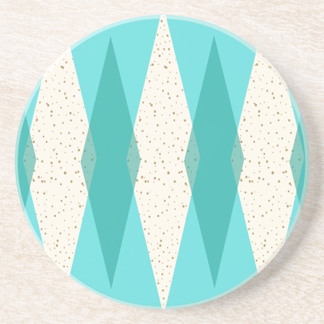 Mid Century Modern Argyle Sandstone Coaster (Front)