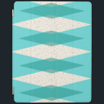 Mid Century Modern Argyle Smart iPad Cover<br><div class="desc">This Mid Century Modern Argyle Smart iPad Cover features a vibrant, turquoise background and a pattern of mod, translucent teal diamonds overlaying larger, vintage cream diamonds with gold colored, space age speckles. This minimalist inspired, deconstructed argyle is a simplistic throwback of the larger than life atomic era that dominated the...</div>