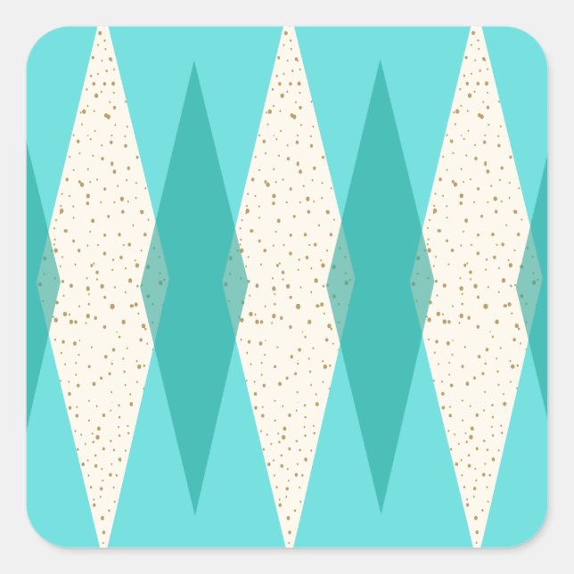 Mid Century Modern Argyle Square Stickers (Front)