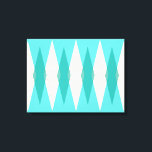 Mid Century Modern Argyle Stretched Canvas<br><div class="desc">This Mid Century Modern Argyle Stretched Canvas features a vibrant, turquoise background and a pattern of mod, translucent teal diamonds overlaying larger, vintage cream diamonds with gold colored, space age speckles. This minimalist inspired, deconstructed argyle is a simplistic throwback of the larger than life atomic era that dominated the decorating...</div>