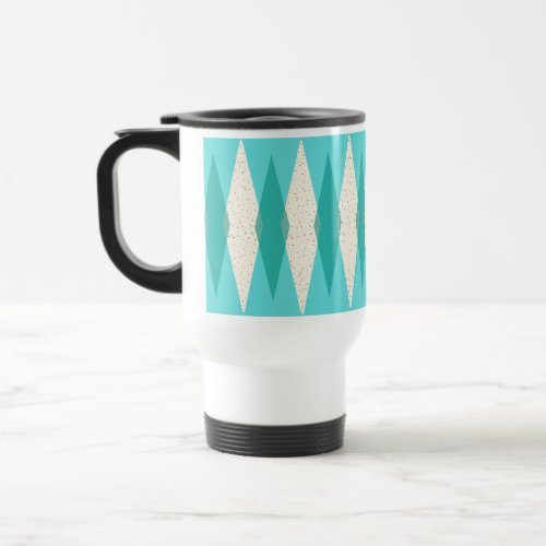 Mid Century Modern Argyle Travel Commuter Mug