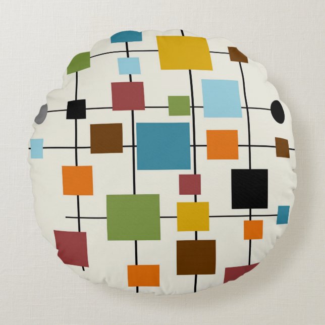 Mid-Century Modern Art 1.3 Round Pillow (Front)