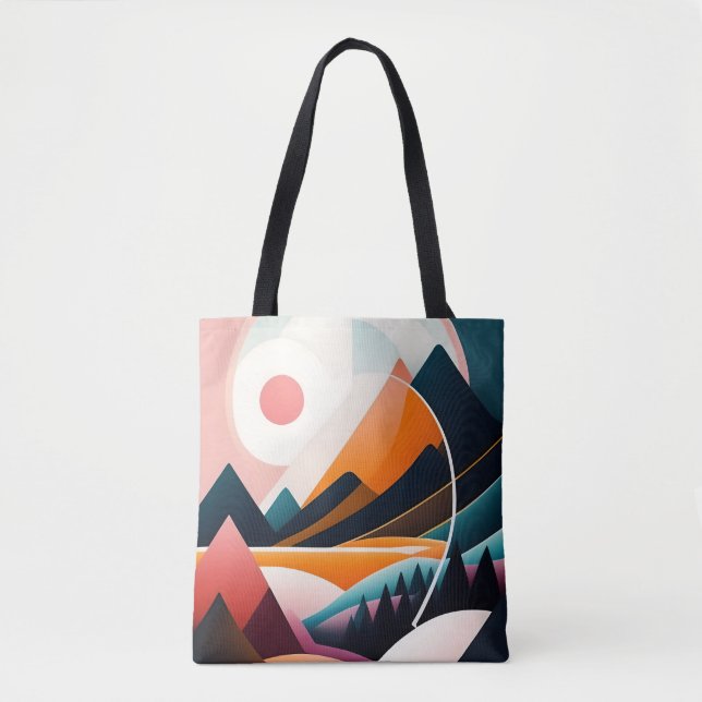 Mid Century Modern Art Abstract Mountains Tote Bag (Front)
