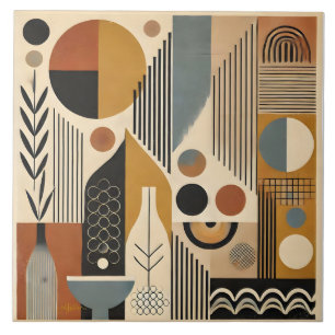 Mid Century Modern Art Autumn Harvest Ceramic Tile