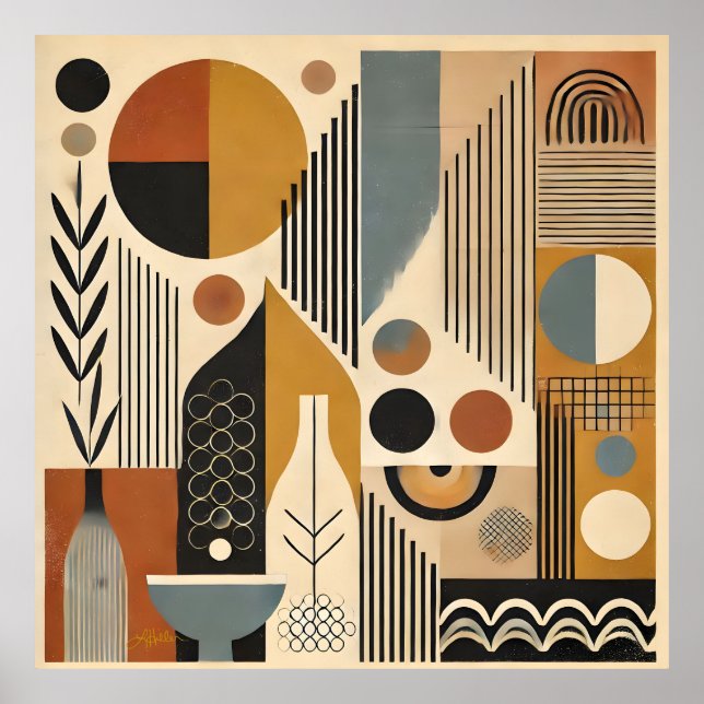 Mid Century Modern Art Autumn Harvest Poster (Front)