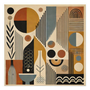 Mid Century Modern Art Autumn Harvest Poster