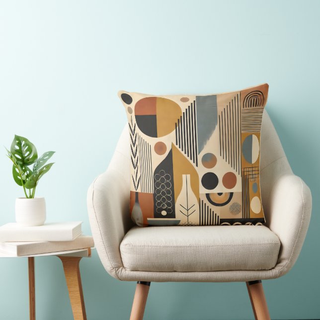 Mid Century Modern Art Autumn Harvest Throw Pillow (Chair)