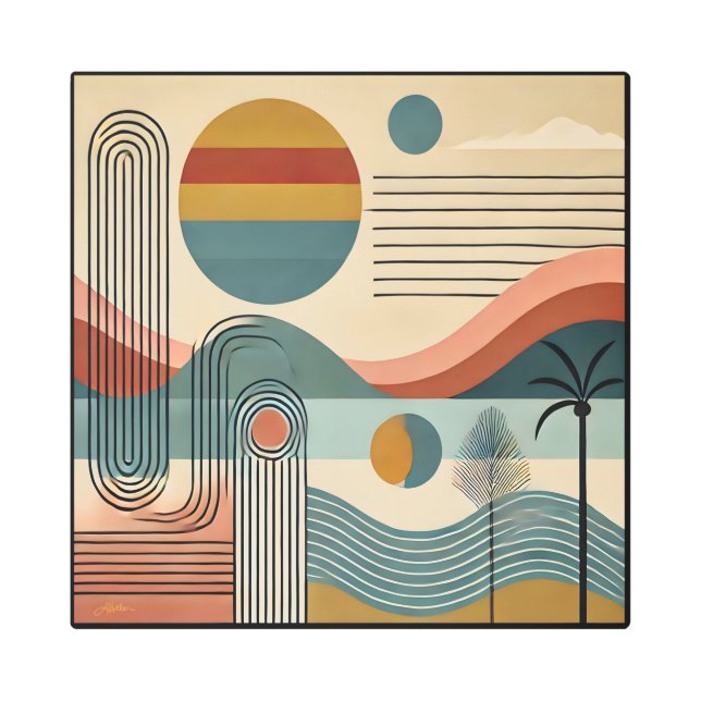 Mid Century Modern Art Beach Sunrise  (Front)