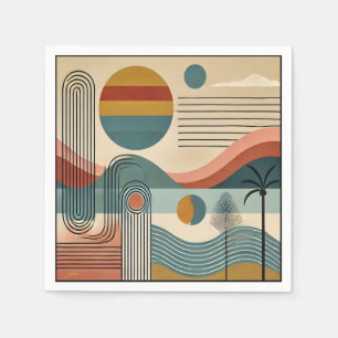 Mid Century Modern Art Beach Sunrise  Napkins