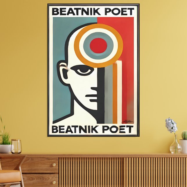 Mid Century Modern Art Beatnik Poet Canvas Print (Insitu(LivingRoom))