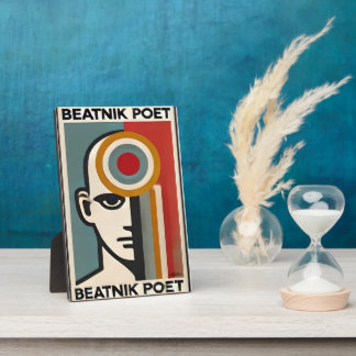 Mid Century Modern Art Beatnik Poet Plaque