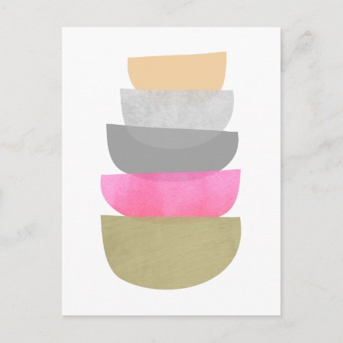 Mid Century Modern Art Bowls Pastels Geometric Postcard