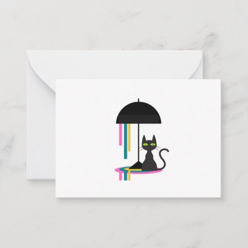 Mid Century Modern art Cat with umbrella Note Card